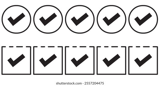 Checkbox vector icon. Green check mark icon set. Tick, ok, accept and selected vector illustration