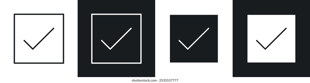 Checkbox vector icon set in black and white. EPS 10 illustration