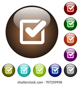 Checkbox white icons on round color glass buttons