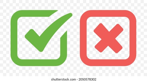 Checkbox Yes And No Icon On Transparent Background.