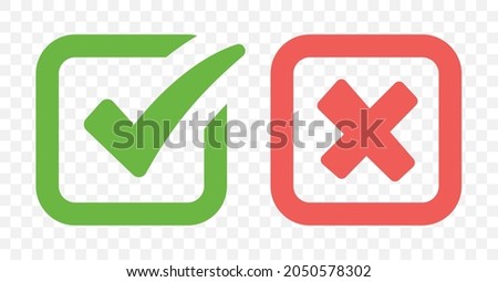 Checkbox Yes and No icon on transparent background.