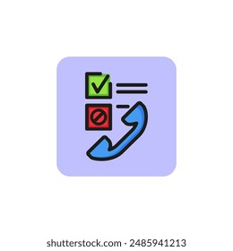 Checkboxes and telephone receiver line icon. Online shopping, online service, customer service. Survey concept. Vector illustration can be used for topics like service, internet, communication