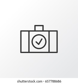 Checked Bag Icon Symbol. Premium Quality Isolated Luggage Scanner Element In Trendy Style.