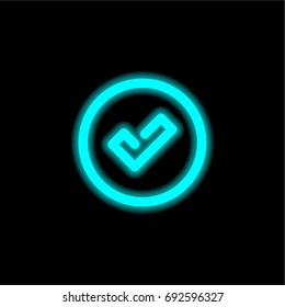 Checked blue glowing neon ui ux icon. Glowing sign logo vector