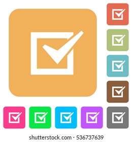 Checked box icons on rounded square vivid color backgrounds.