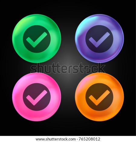 Checked buttom crystal ball design icon in green - blue - pink and orange.