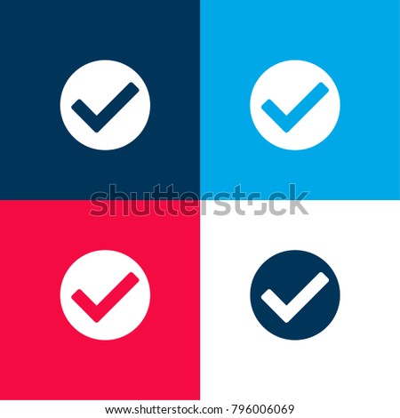 Checked buttom four color material and minimal icon logo set in red and blue