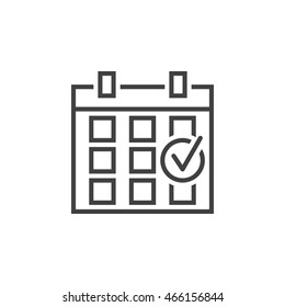 Checked calendar line icon, event outline vector logo, linear pictogram isolated on white, pixel perfect illustration