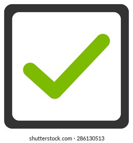 Checked checkbox icon from Business Bicolor Set. This flat vector symbol uses eco green and gray colors, rounded angles, and isolated on a white background.