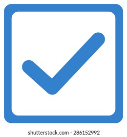 Checked checkbox icon from Business Bicolor Set. This flat vector symbol uses cobalt color, rounded angles, and isolated on a white background.