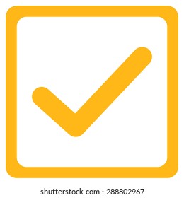 Checked checkbox icon from Business Bicolor Set. This flat vector symbol uses yellow color, rounded angles, and isolated on a white background.