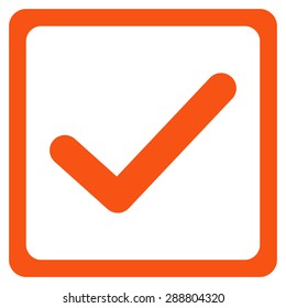 Checked checkbox icon from Business Bicolor Set. This flat vector symbol uses orange color, rounded angles, and isolated on a white background.