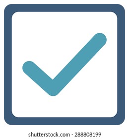 Checked checkbox icon from Business Bicolor Set. This flat vector symbol uses cyan and blue colors, rounded angles, and isolated on a white background.