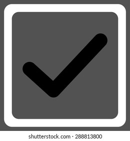 Checked checkbox icon from Business Bicolor Set. This flat vector symbol uses black and white colors, rounded angles, and isolated on a gray background.