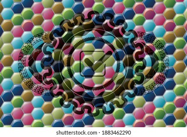 Markieren Sie das Symbol im Farbzeichen. Hexagon-feiner Hintergrund. Intensive Illustration. 