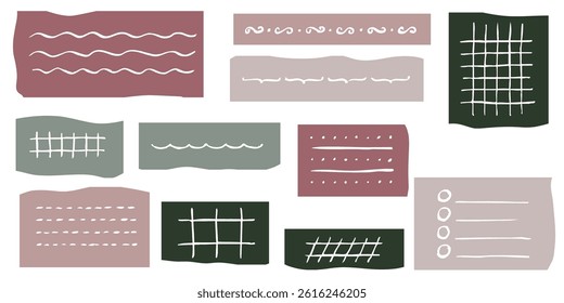 Checked crayon wallpaper print and striped pencil paper texture for artistic collages and notes
