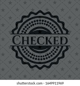 Checked dark badge. Vector Illustration. Detailed.