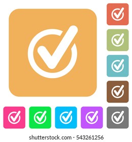 Checked data icons on rounded square vivid color backgrounds.