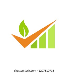 Checked Financial Nature Leaf Logo and Green Environment Bar