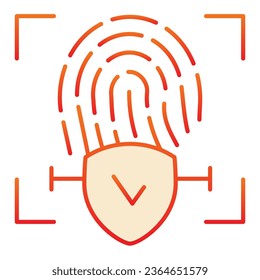 Icono plano de huella digital marcado. Identificación de huellas dactilares de iconos rojos aprobados en estilo plano de moda. Comprobar con diseño de estilo de gradiente de huellas digitales, diseñado para web y aplicación. Eps 10