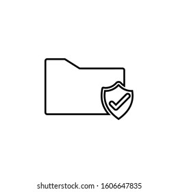 checked folder icon. Simple thin line, outline vector of web icons for ui and ux, website or mobile application
