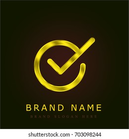 Checked golden metallic logo