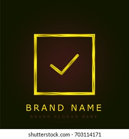 Checked golden metallic logo