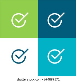 Checked green and blue material color minimal icon or logo design