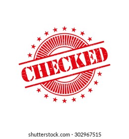 Checked grunge retro red isolated stamp