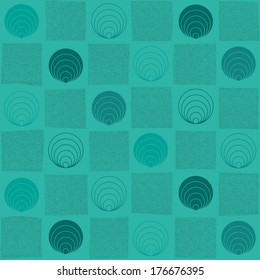 Checked hand drawn illustration with abstract elements.  Seamless vector pattern.