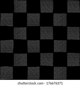Checked hand drawn illustration with dots. Seamless vector pattern.