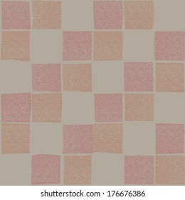 Checked hand drawn illustration with dots.  Seamless vector pattern.