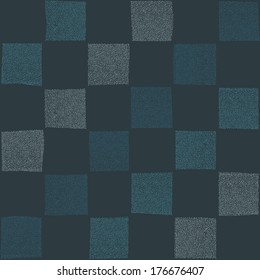 Checked hand drawn illustration with dots. Seamless vector pattern.