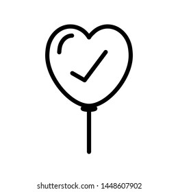 checked heart of Valentine's Day isolated on white background ,Thin line icon ,Vector Illustration for symbol web or app stock