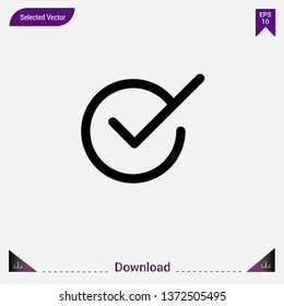 Checked icon isolated on grey background.Premium symbol for website design, mobile application, logo, ui.Modern, simple, isolated, flat best quality icon for web site designs or mobile apps.