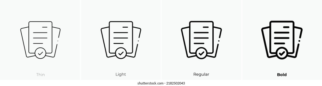 checked icon. Thin, Light Regular And Bold style design isolated on white background