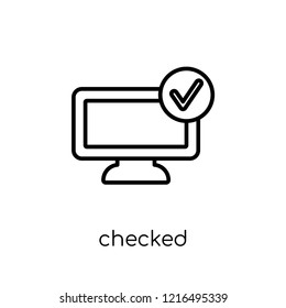 checked icon. Trendy modern flat linear vector checked icon on white background from thin line collection, outline vector illustration