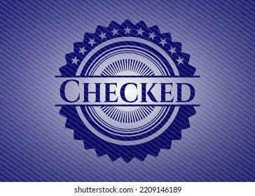 Checked jean or denim emblem or badge background. Vector Illustration. Detailed. 