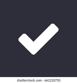 Checked mark Application Mobile icon in trendy flat style white on isolated dark background symbol for your design logo UI Vector illustration EPS10