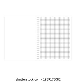 Checked notepad sheet, isolated on white background, vector illustration.