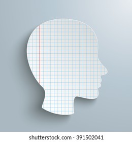 Checked paper in human head shape on the gray background. Eps 10 vector file.