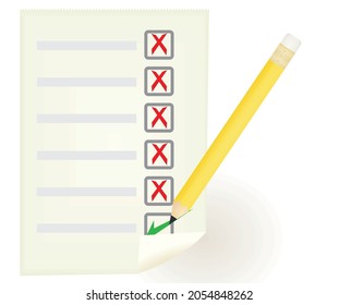 Papel marcado y lápiz amarillo. vector