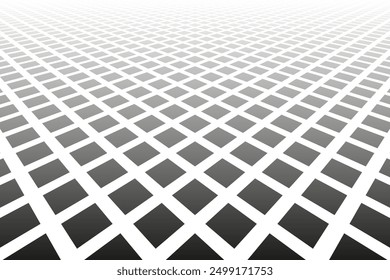 Checked Pattern in Diminishing Perspective. Abstract Textured Background. Vector Art.