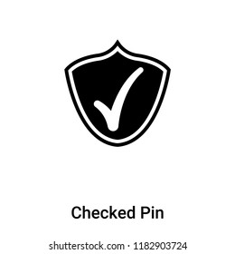 Checked Pin icon vector isolated on white background, logo concept of Checked Pin sign on transparent background, filled black symbol
