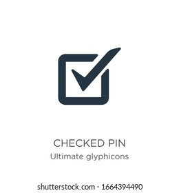 Checked pin icon vector. Trendy flat checked pin icon from ultimate glyphicons collection isolated on white background. Vector illustration can be used for web and mobile graphic design, logo, eps10