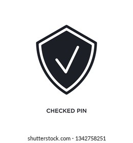 checked pin isolated icon. simple element illustration from ultimate glyphicons concept icons. checked pin editable logo sign symbol design on white background. can be use for web and mobile