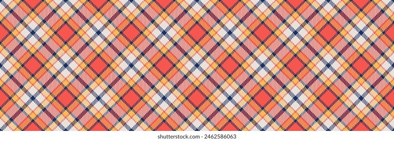 Checked plaid textile fabric, trend check seamless pattern. Premium background tartan texture vector in red and white color.