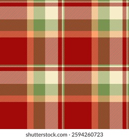 Checked plaid vector fabric, heritage texture background pattern. Sketching tartan seamless textile check in red and light colors palette.