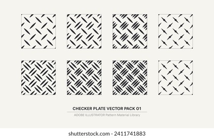 Checked Plate Pattern Set. Industrial and construction texture mapping material. Modern and stylish vector pack. Simple illustration resource.