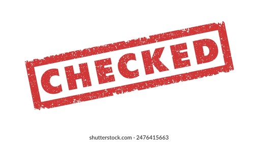Checked red stamp. Grange mark in red paint on white background. Vector